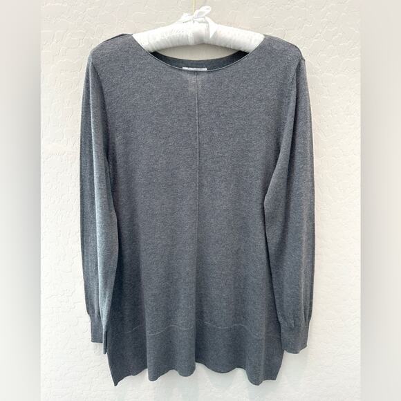 SOFT SURROUNDINGS | Charcoal Gray Tunic Sweater Cotton Cashmere Blend | Small - Picture 1 of 6